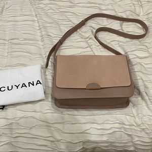 Cuyana Classic Shoulder Bag Suede Leather Pink Tan